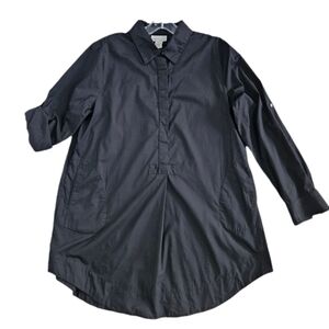 Soft Surroundings Top Black Essential Tunic Shirt Pockets Capsule Womens Large
